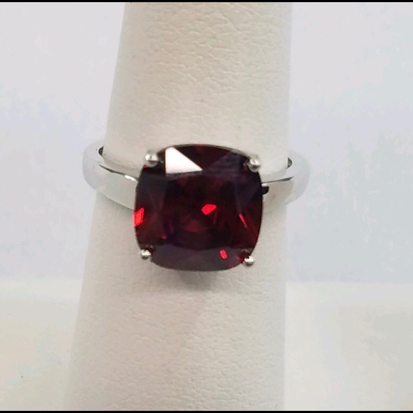 3.9 Carat Cushion Cut Vintage Garnet CZ Ring - Picture 3 of 5